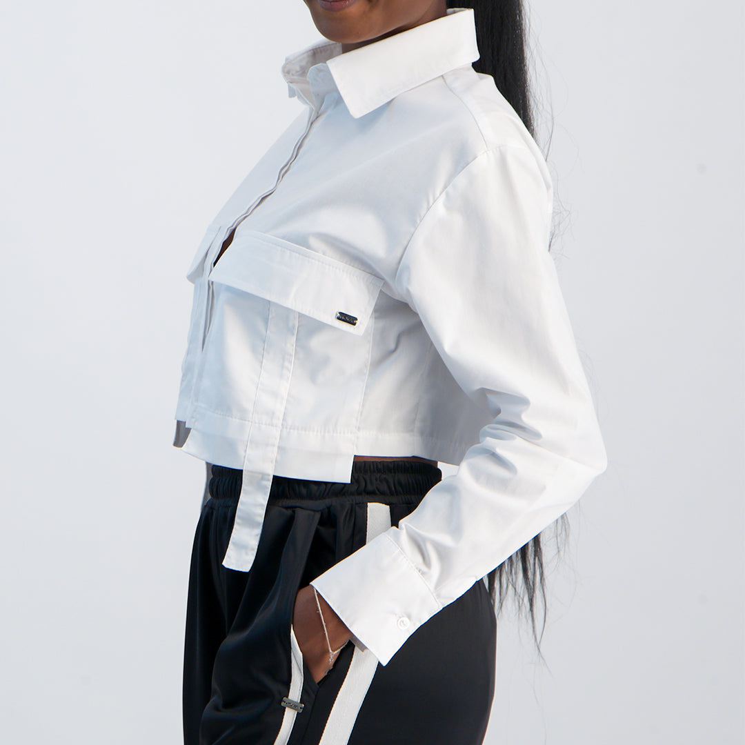LADIES NOVA FASHION WHITE UTILITY SHIRT