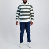 MENS MODA OLIVE STRIPE FLEECE GOLFER