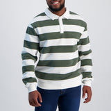MENS MODA OLIVE STRIPE FLEECE GOLFER