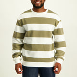 MENS MODA MOCHA STRIPE PRINTED FLEECE SWEATER