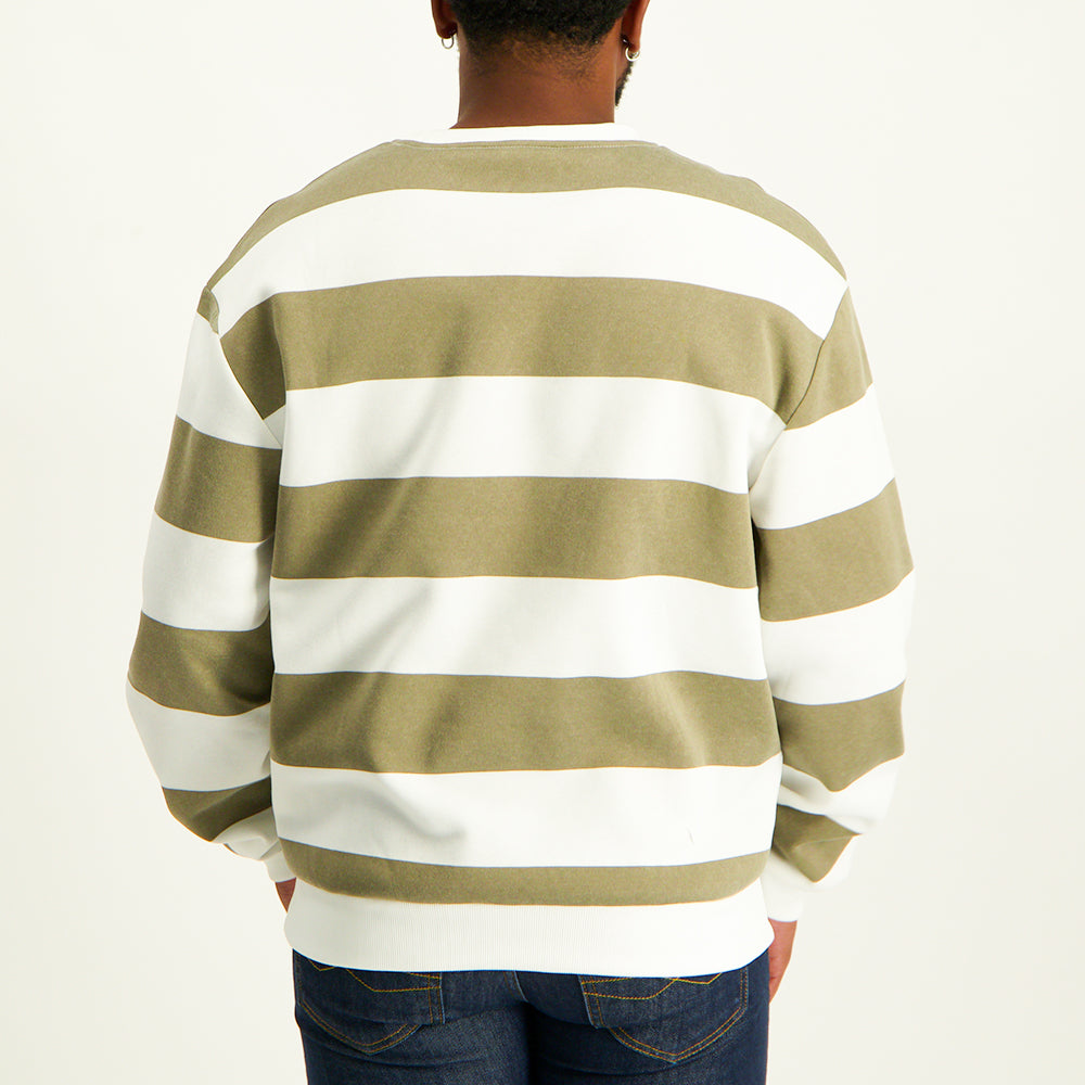 MENS MODA MOCHA STRIPE PRINTED FLEECE SWEATER