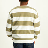 MENS MODA MOCHA STRIPE PRINTED FLEECE SWEATER