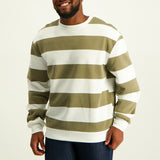 MENS MODA MOCHA STRIPE PRINTED FLEECE SWEATER