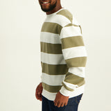 MENS MODA MOCHA STRIPE PRINTED FLEECE SWEATER