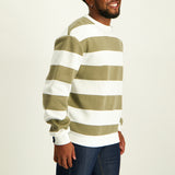 MENS MODA MOCHA STRIPE PRINTED FLEECE SWEATER