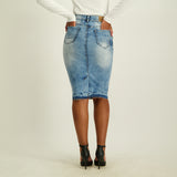 LADIES CIARRA MOTTLE DENIM SKIRT