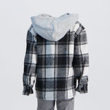 Boys Moda Black/White Check Hooded Flannel Shirt