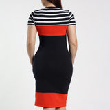 LADIES CIARRA ORANGE/NAVY STRIPE DRESS