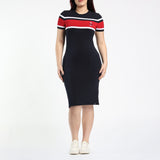 LADIES NAVY/RED COLOUR BLOCK DRESS