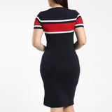 LADIES NAVY/RED COLOUR BLOCK DRESS