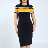 LADIES CIARRA NAVY/OCHRE DRESS