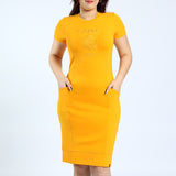 LADIES CIARRA OCHRE DRESS