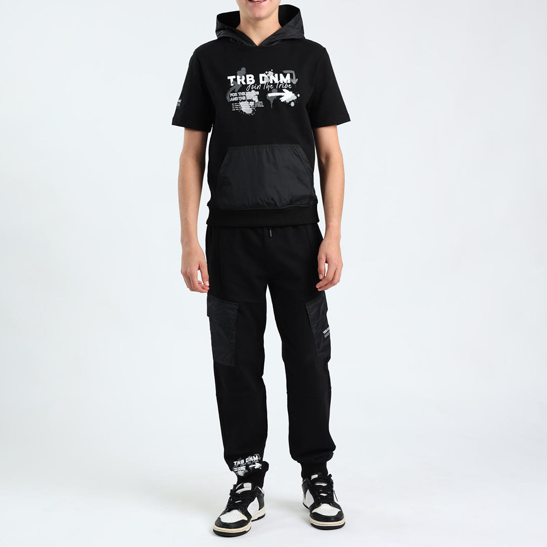 BOYS TRB BLACK HOODED SWEATER