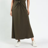 LADIES NOVA MAXI SKIRT WITH FRONT METAL TRIM