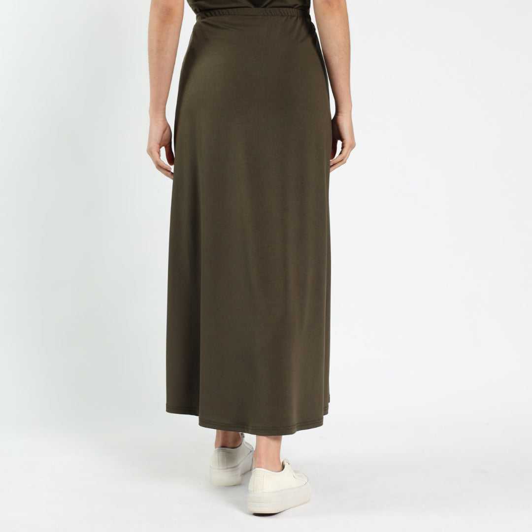 LADIES NOVA MAXI SKIRT WITH FRONT METAL TRIM