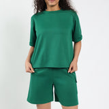 Ladies emerald Crew Boxy Top