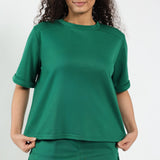 Ladies emerald Crew Boxy Top