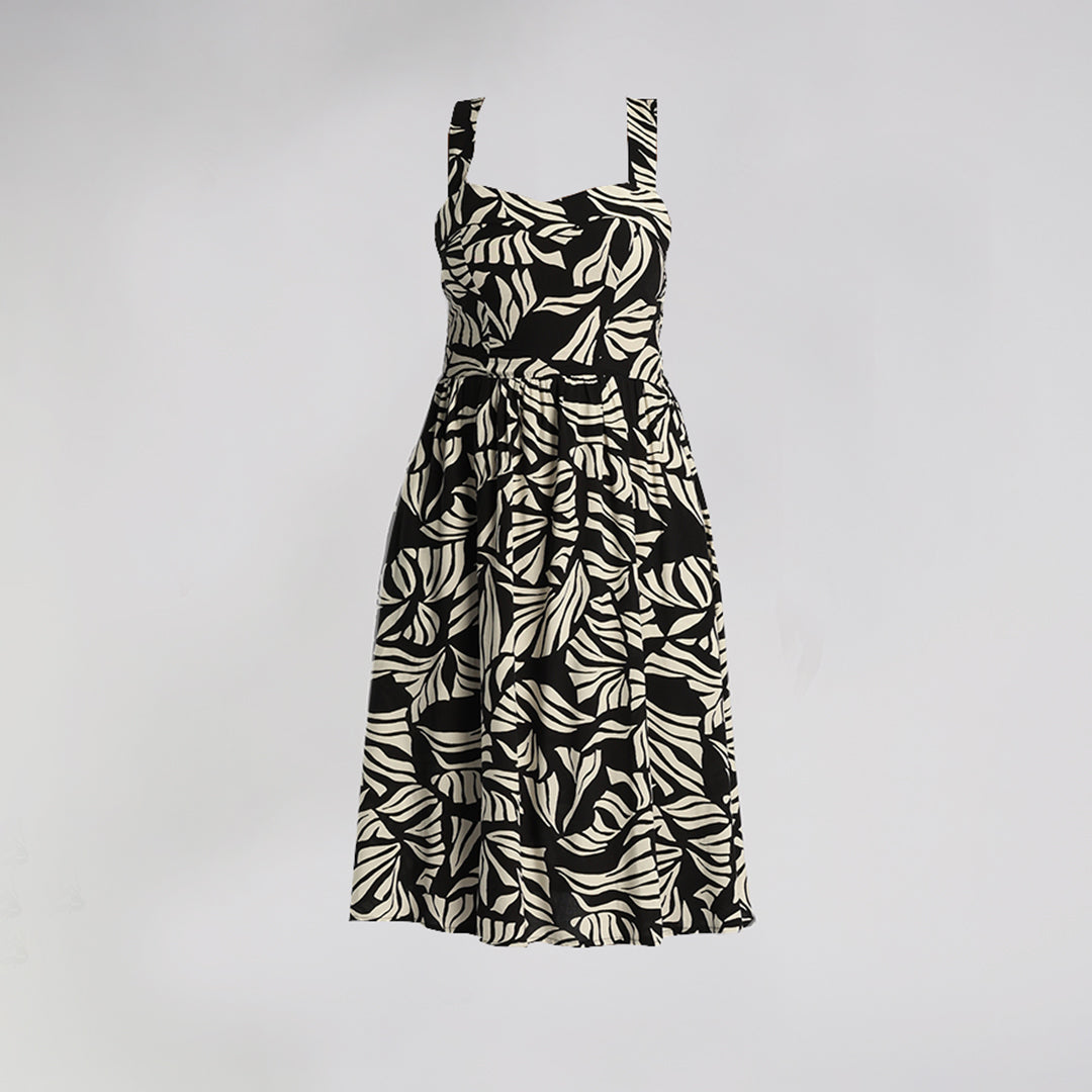 Black/Cream Flare Dress