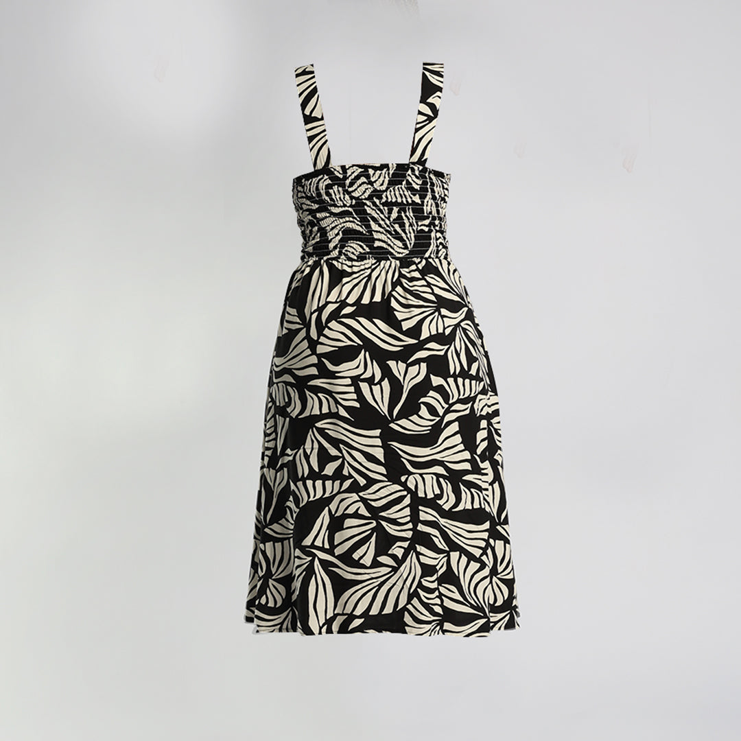 Black/Cream Flare Dress