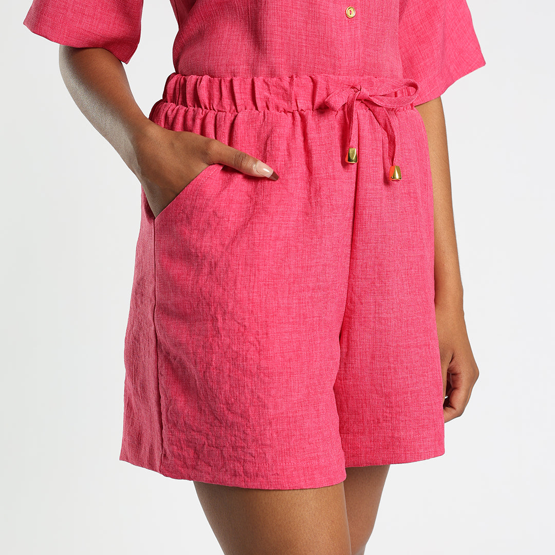 Cerise Mock-Tie Short