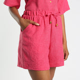 Cerise Mock-Tie Short