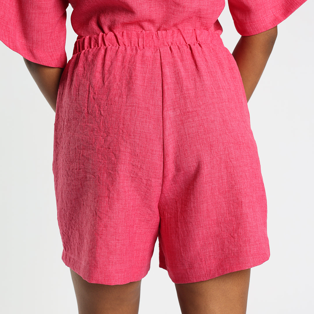 Cerise Mock-Tie Short