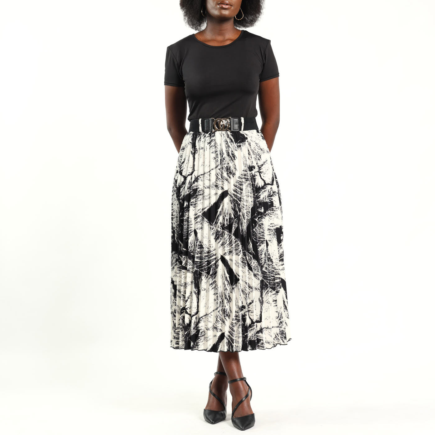 Black/White Pleated Skirt
