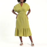 Chartreuse V-Neck Dress
