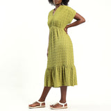 Chartreuse V-Neck Dress