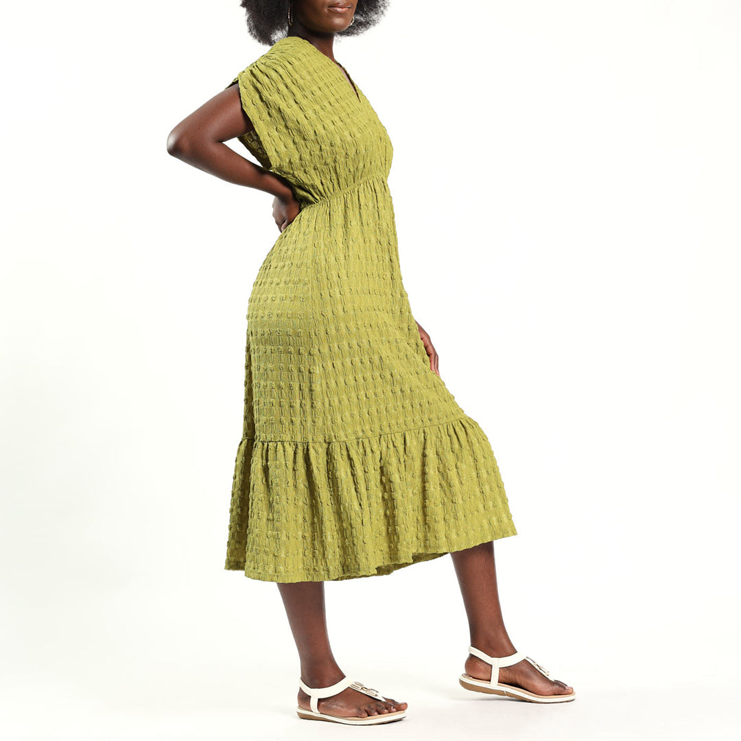 Chartreuse V-Neck Dress