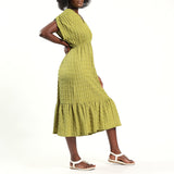 Chartreuse V-Neck Dress