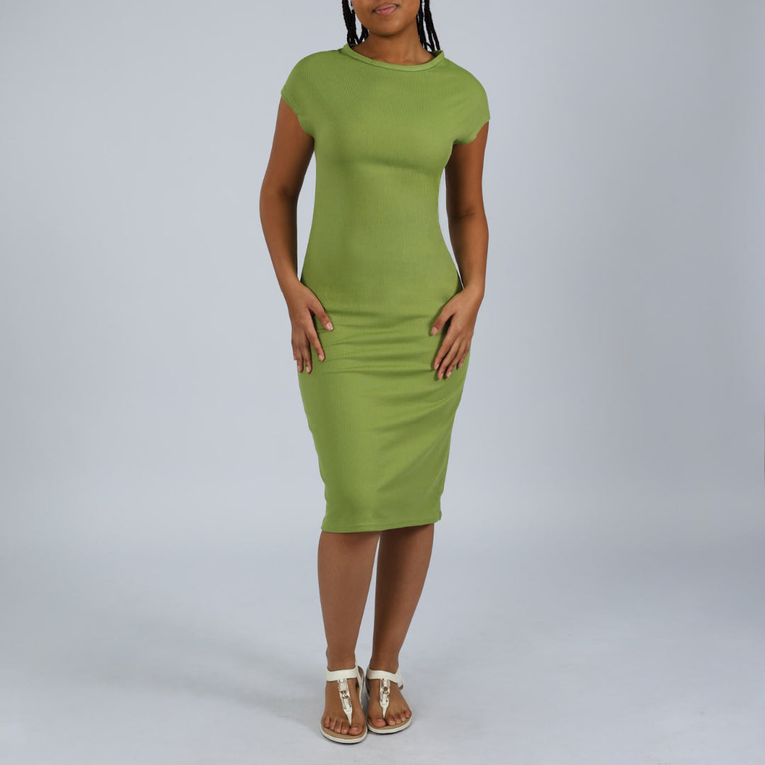 Chartreuse  Short Sleeve  Dress