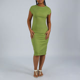 Chartreuse  Short Sleeve  Dress