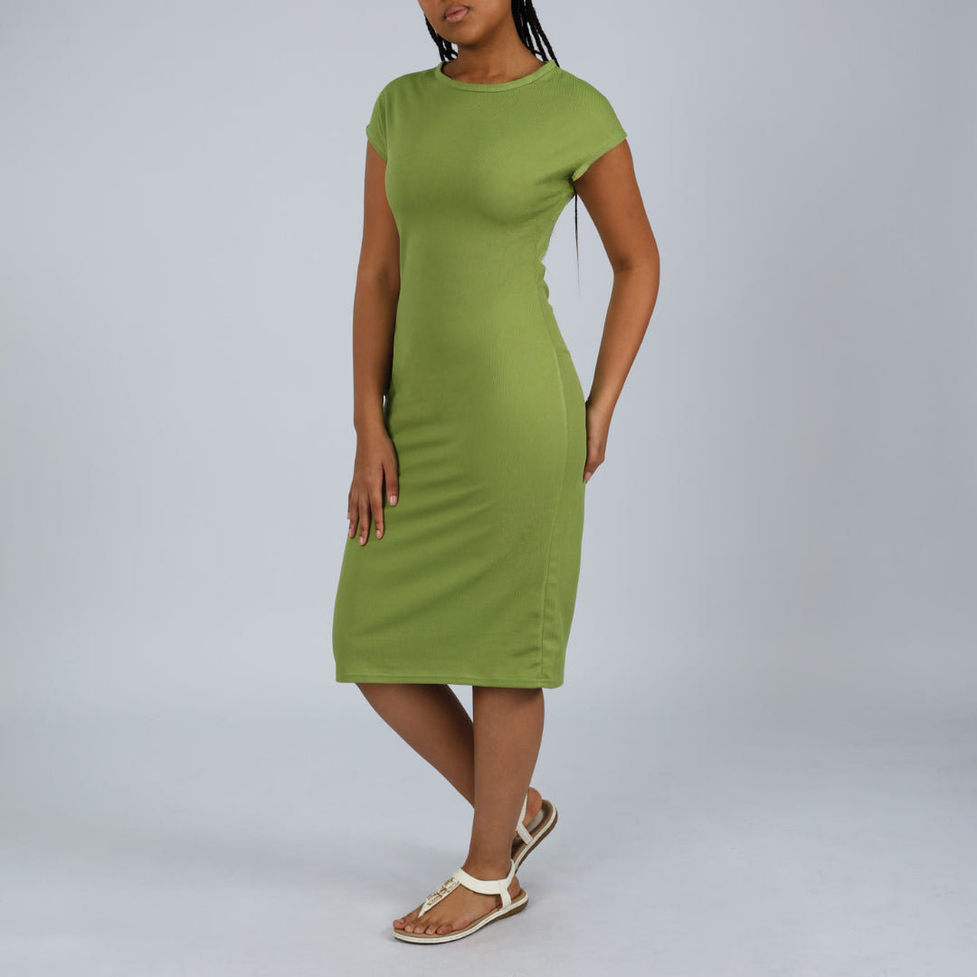 Chartreuse  Short Sleeve  Dress