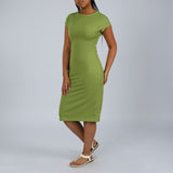 Chartreuse  Short Sleeve  Dress