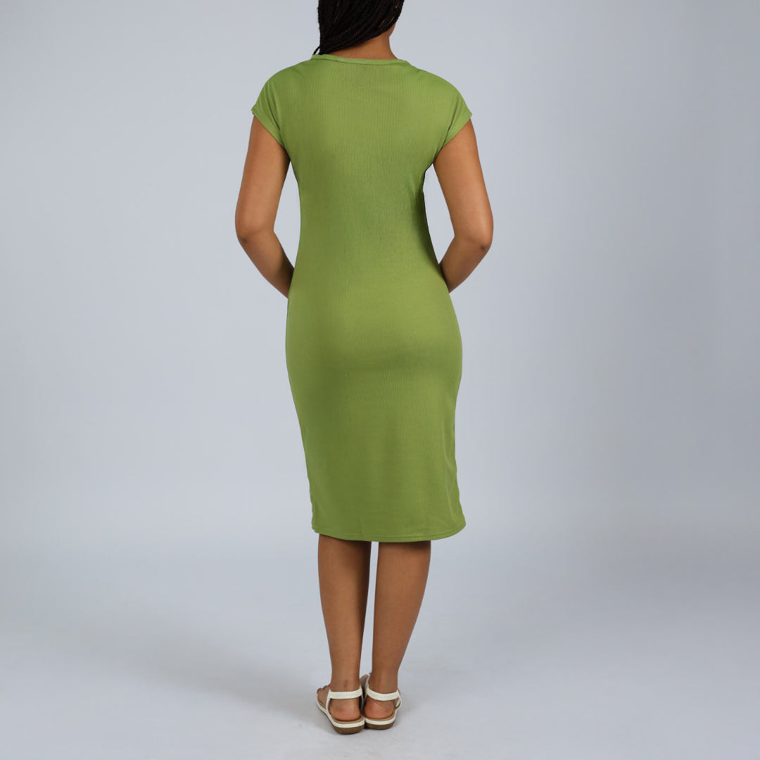Chartreuse  Short Sleeve  Dress