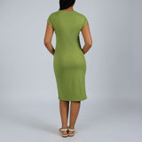 Chartreuse  Short Sleeve  Dress