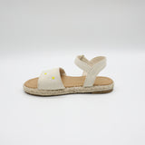 Linen Flower Espadrille Strappy Sandal