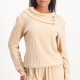 LADIES CIARRA STONE COWL NECK TOP