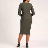 LADIES ALORA OLIVE CT OUT DRESS
