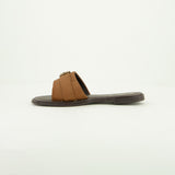 Pebble Leather Push In Sandal.Antique Brass Buckle.
