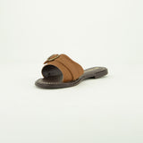 Pebble Leather Push In Sandal.Antique Brass Buckle.
