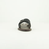 Pebble Leather Push In Sandal.Antique Brass Buckle.