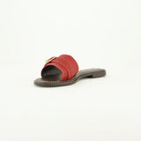 Pebble Leather Push In Sandal.Antique Brass Buckle.