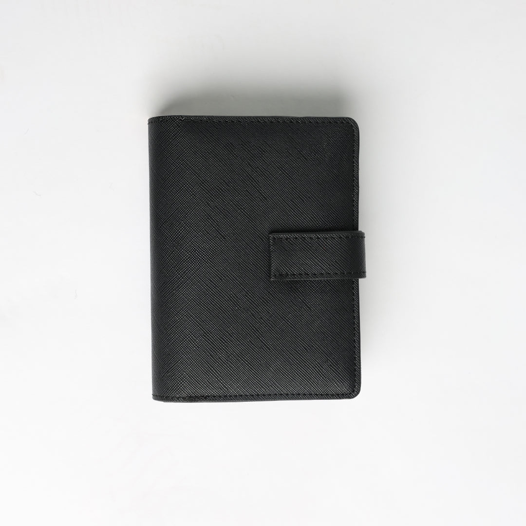 Ciarra Black Saffiano Flap Wallet