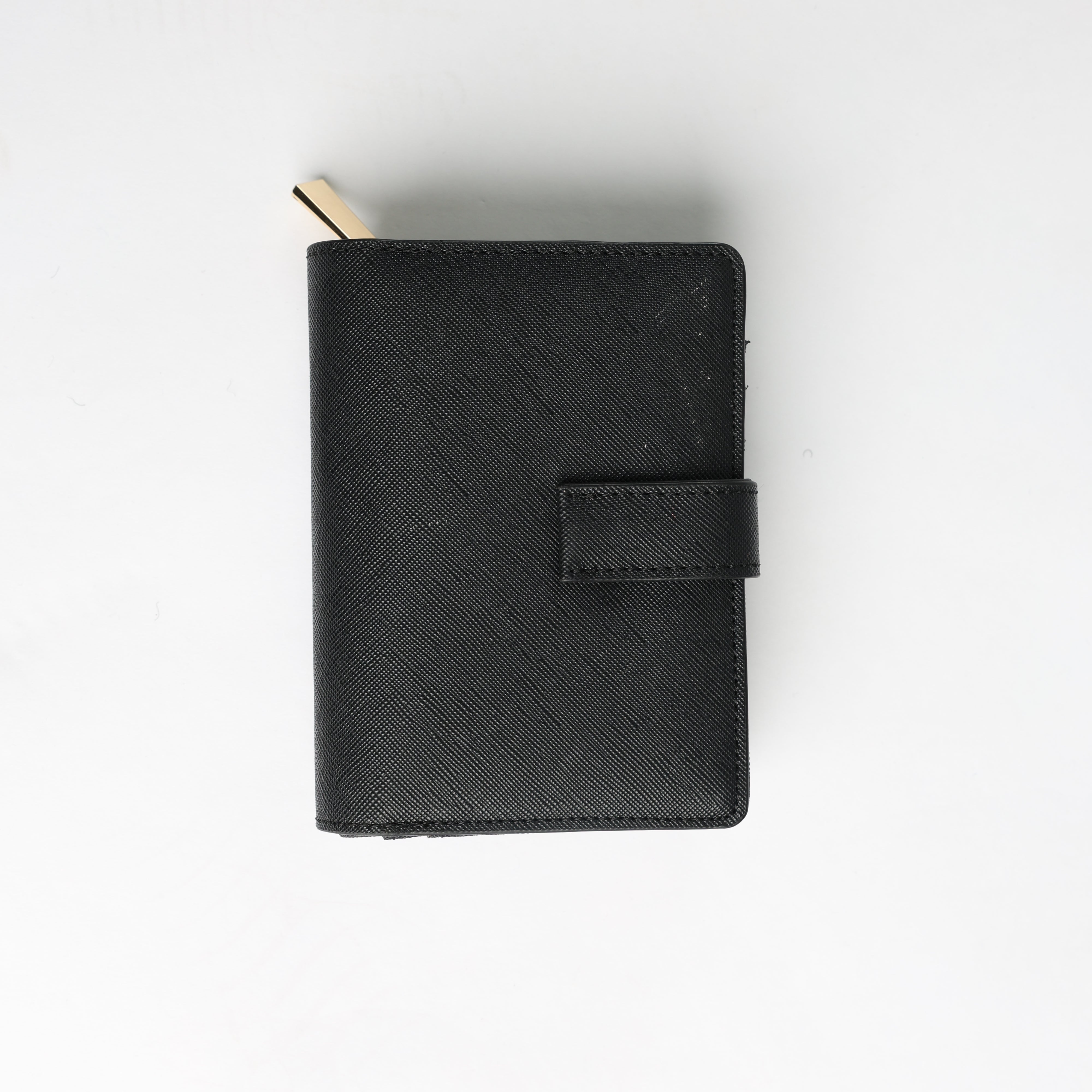 Ciarra Black Saffiano Flap Wallet
