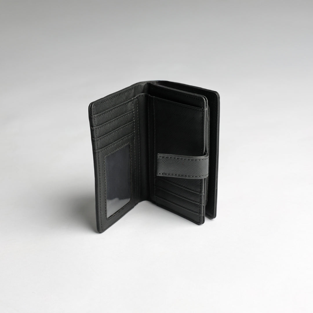 Ciarra Black Saffiano Flap Wallet