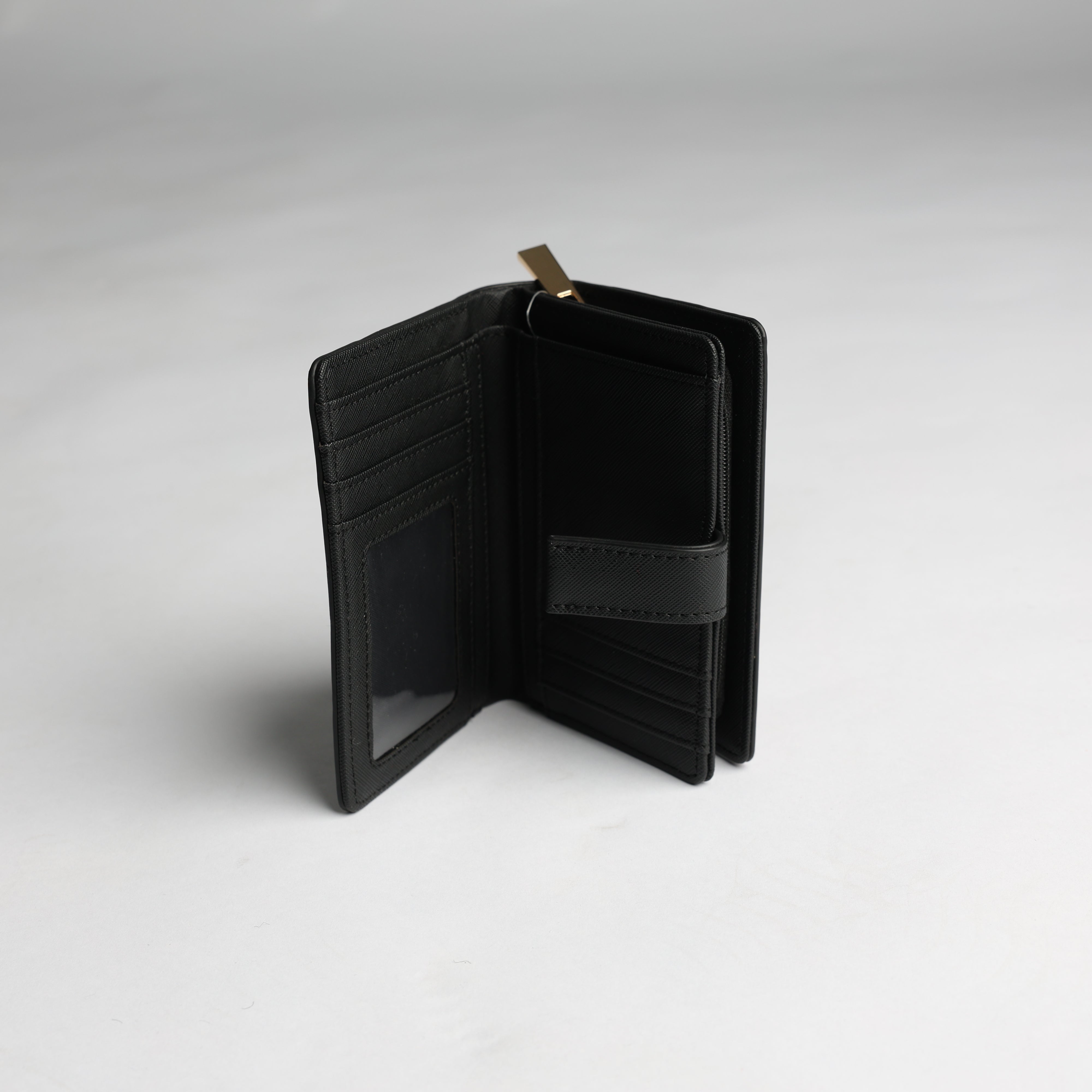 Ciarra Black Saffiano Flap Wallet