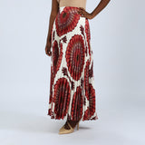 LADIES CIARRA RED/CHOC PRINTED SKIRT