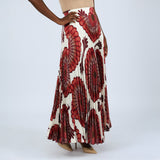 LADIES CIARRA RED/CHOC PRINTED SKIRT
